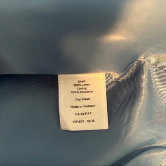 Talbots Blazer Chambray Blue Linen Open Front Collarless Jacket Plus size 20W - Picture 14 of 16